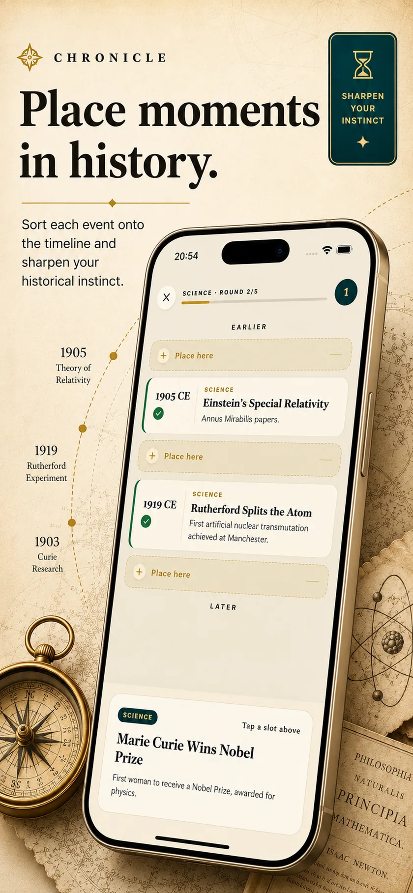 Chronicle app screenshot — Place each moment in order